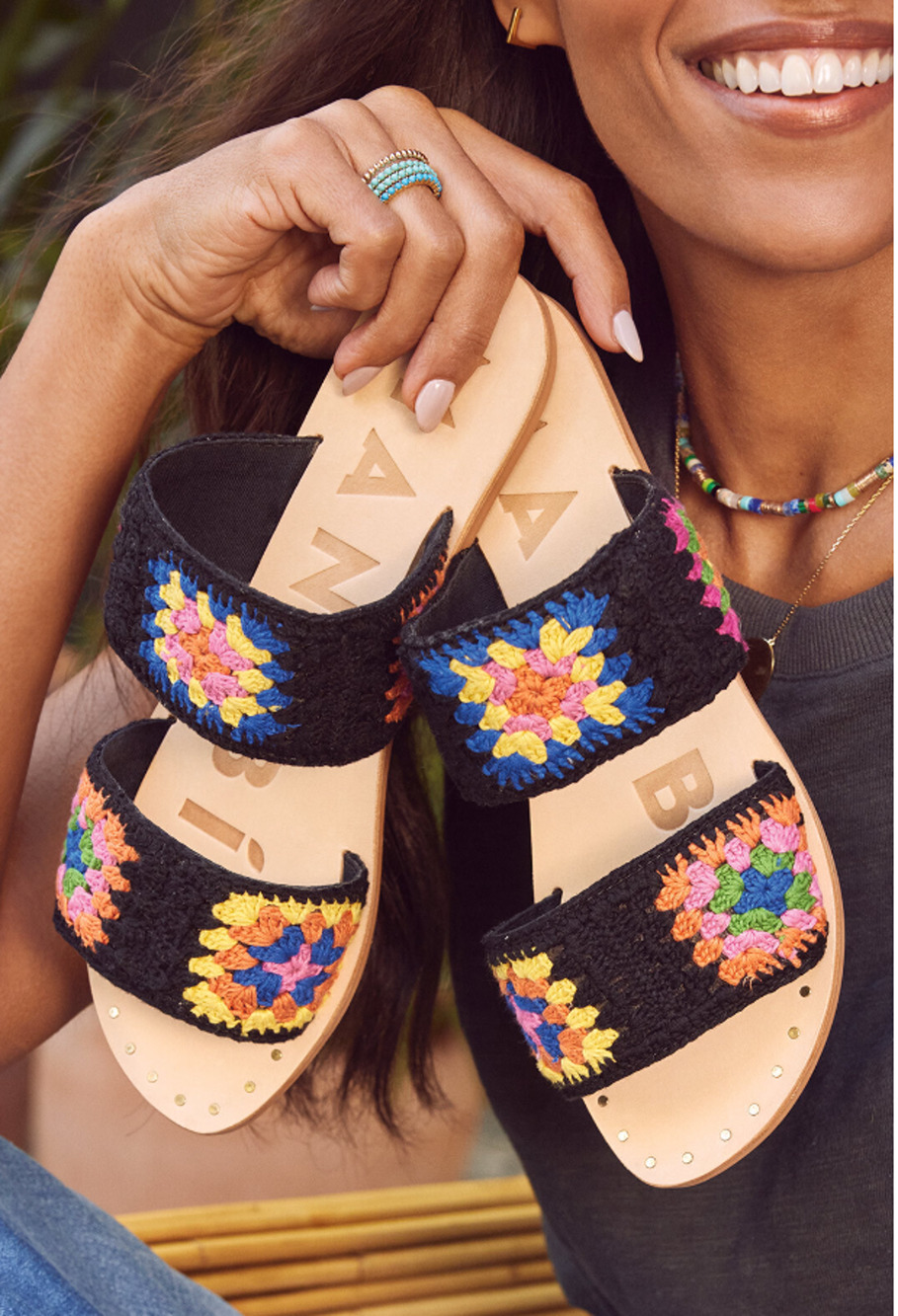 MANEBI x Evereve New in Box Crochet Double Strap Sandal // 7.5